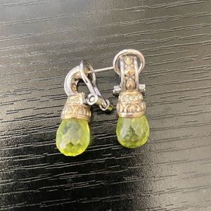 John Medeiros Briolette Drop Post with Clip Earrings Peridot